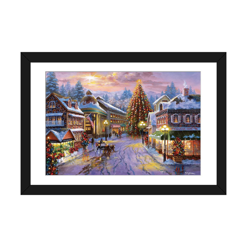 « christmas réveillon », reproduction d’art sur toile, H 24 po x l 32 po x P 1 po, Papier d'art encadré noir, Blanc