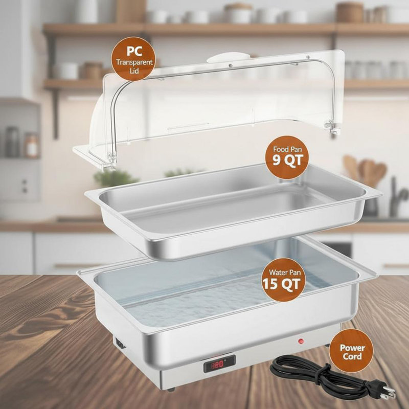 Transparent Lid Electric Chafing Dish Set