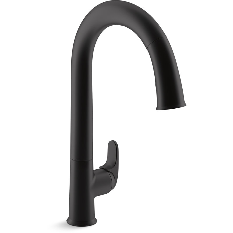 Robinet de cuisine à poignée simple Sensate, Noir mat