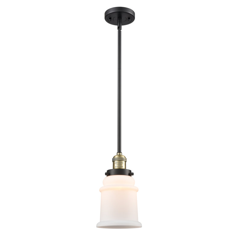 Galaviz 1 - Light Single Pendant, Black Antique Brass, Matte White Cased, 6 Watt Vinage LED Bulb