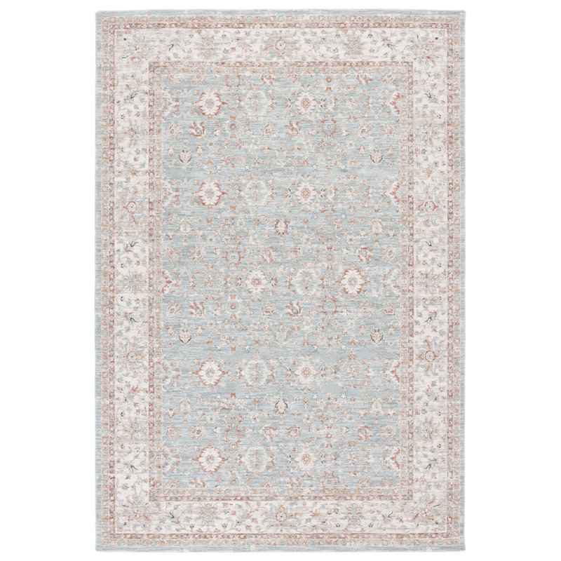 Lauren Blue and Rust Traditional Oriental Synthetic Rug 8' x 10'