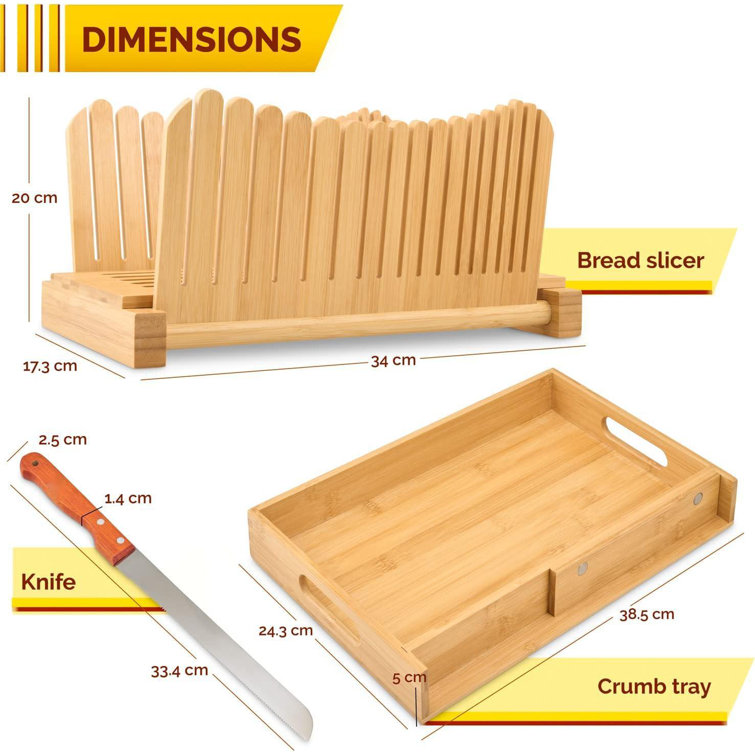 Foldable Bamboo Bread Slicer, Slicer Guide, 