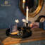 Plateau de table basse décoratif: plateau de service moderne de style campagnard en perles rondes brun foncé avec plateau de service pour centre de cuisine