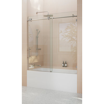 Porte de baignoire coulissante entièrement sans cadre 52 - 56 po x 60 po Eclipse