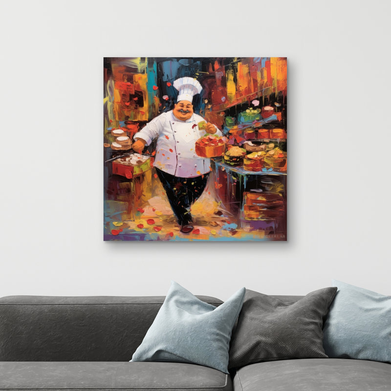 Walking cook - 32"x32" art on canvas