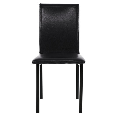 4 Metal Frame Chairs For Dining, Brown Faux Leather Seat, Black Finish, 17.84" Width 4 Dining Side Chairs, Construction, Leather, Appearance