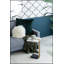Table d'appoint artistique en aluminium et marbre en forme de C 12,5 x 12 x 22 po, blanc / or / noir