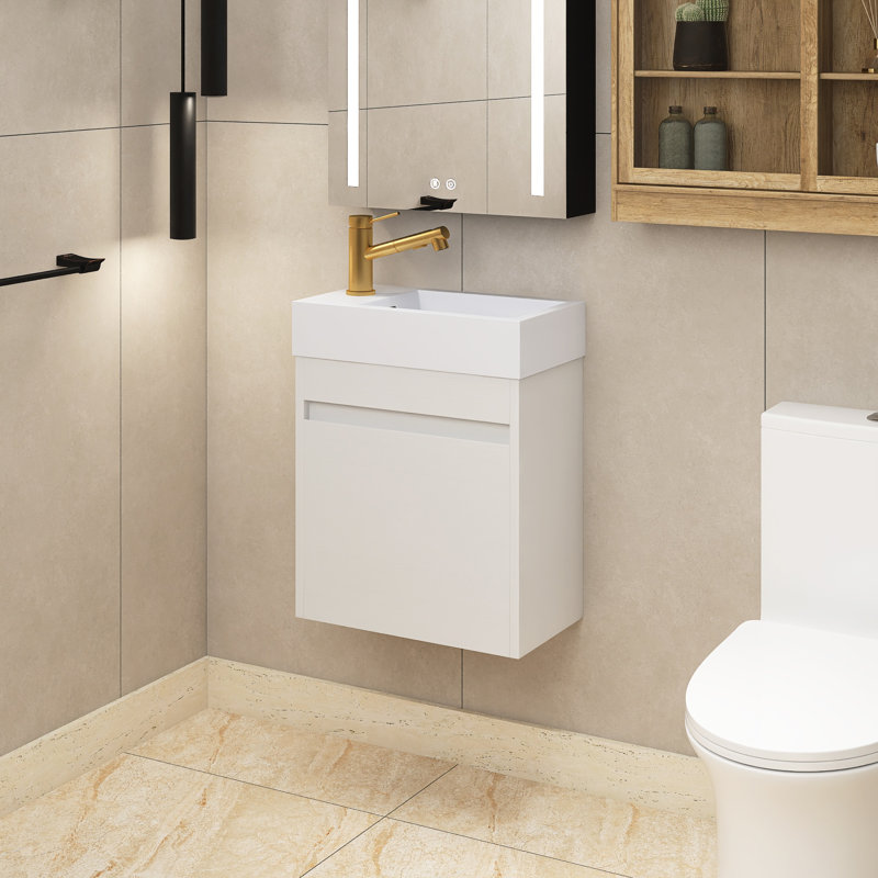 Ensemble de meuble-lavabo simple 18,11 po avec plateau Elish, Blanc