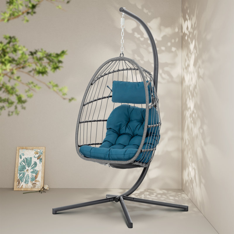 Balancelle avec support Iyanna, Bleu marine, Gris/noir