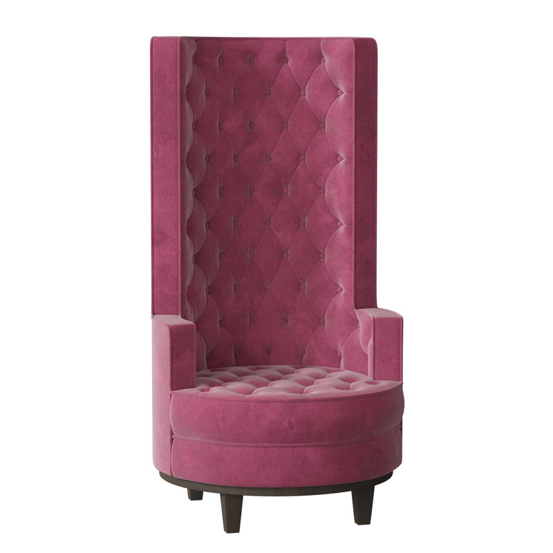 Norma Upholstered Wingback Chair, Savona Fuchsia, Espresso