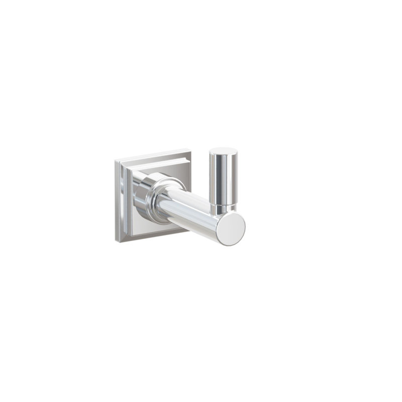 Emtek Select Single Hook w/ Step Square Rosette, Round Stem & Smooth Tip, Polished Chrome