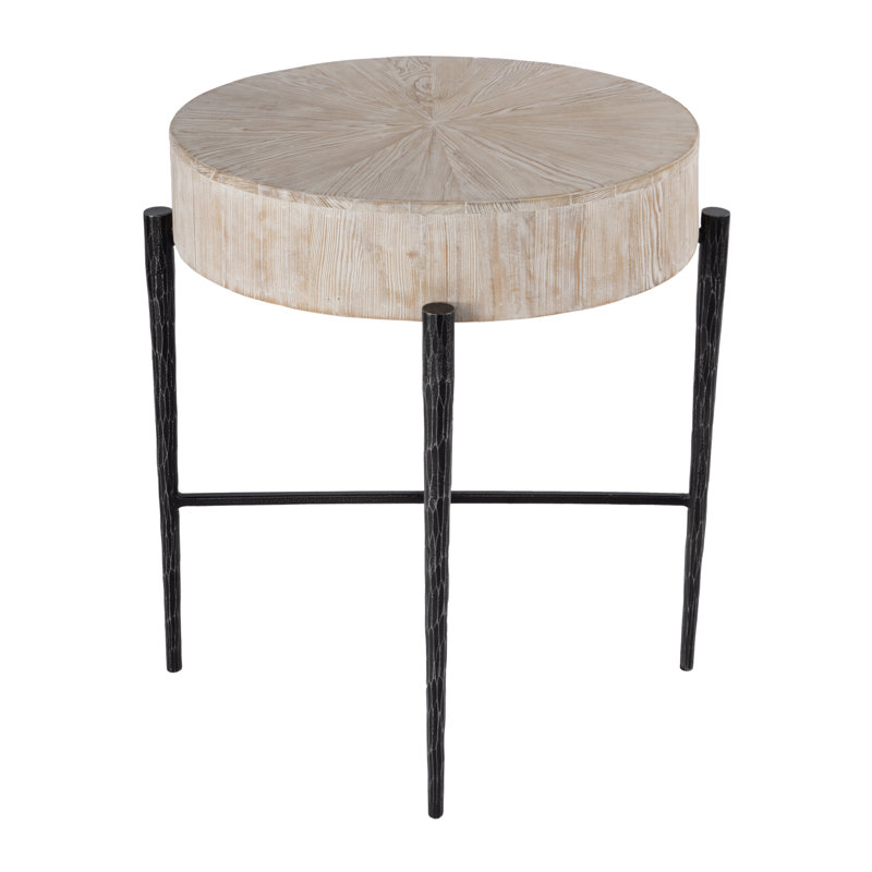 Table d'appoint ronde en bois et fer 24,5 po Labrina