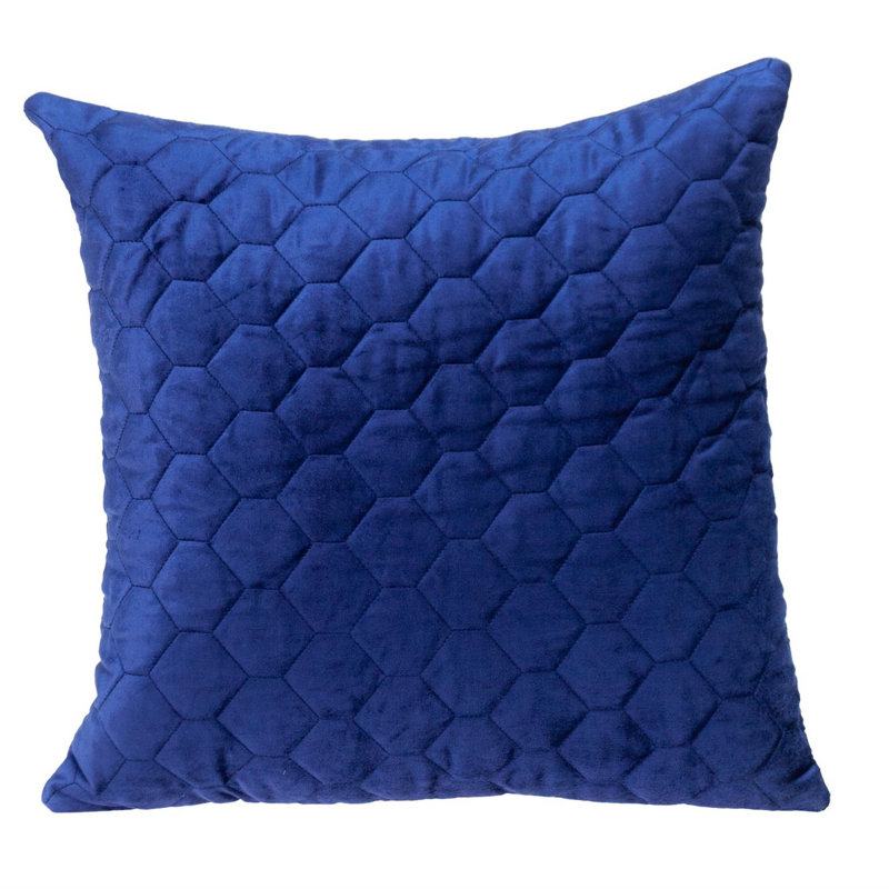 Cotton Blend Outdoor Throw Pillow, Blue Tufted Velvet Quilted