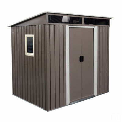 6Ft X 5Ft Outdoor Metal Storage Shed With Window Transparent Plate