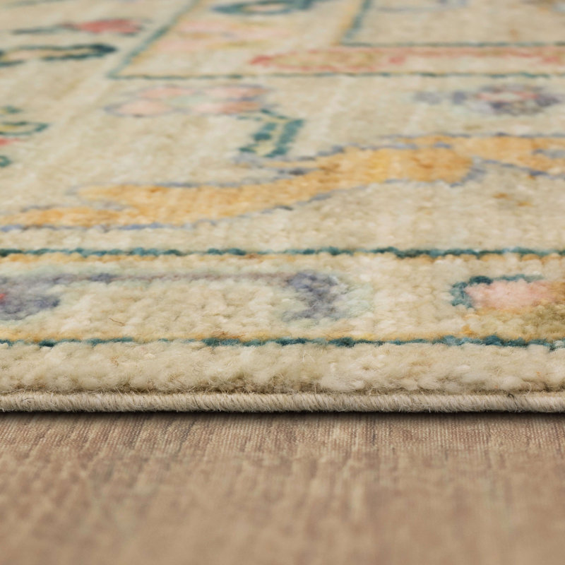 Cream Abstract Hand-Knotted Wool 8' x 10' Area Rug