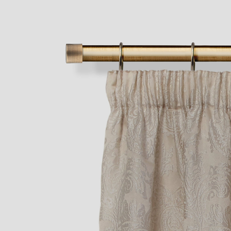 Full Stop Antique Brass Adjustable 160cm to 300cm 2cm Single Curtain Pole, 1.6 - 3m, Antique Brass