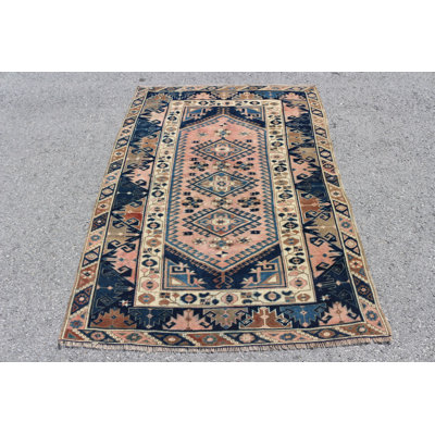 Antique Turkish Pink Rug - Organic Entry and Office Accent Carpet Ideal for Enhancing the Beauty of Any Room