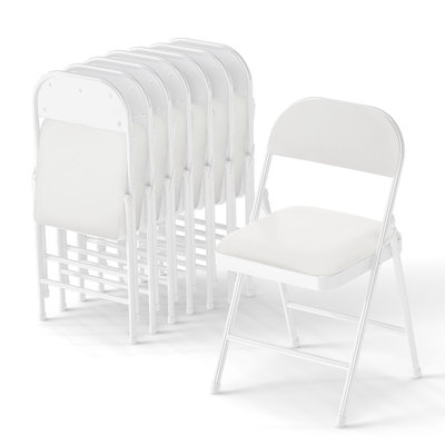 LX-ZDY0064 8-pack, 1.0mm thickened leather folding chairs, 45*46*80cm, white.