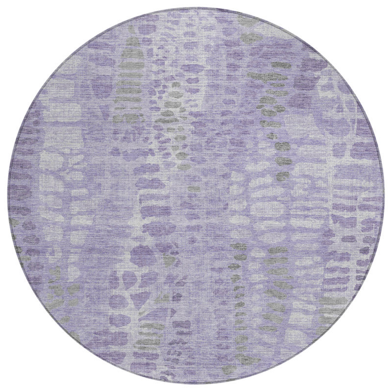 Machine Washable Indoor/Outdoor Jozwiak ACN2382 Circles Rug, Round 8'