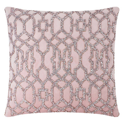 Coussin Sparkles Home Velours doux avec fausses perles et strass en verre - 16 po x 16 po