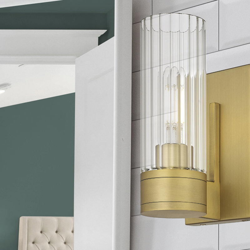 Applique murale 11 po Empire, Laiton brossé, Transparent, H 9,5 po x l 5,5 po x P 3,13 po