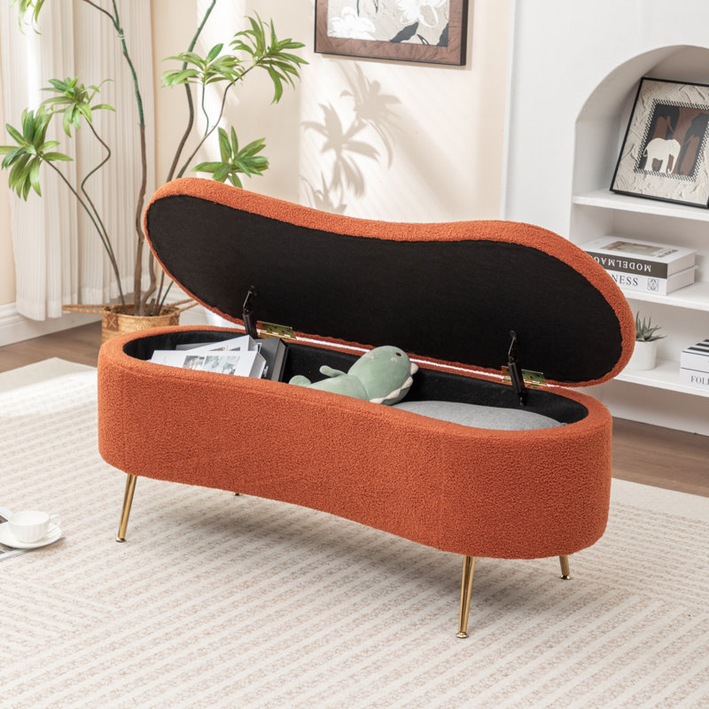 Kaybree Upholstered Storage Bench, Orange