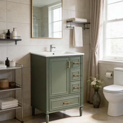 Modern Bathroom Vanity with Ceramic Sink,Soft-Close Door,and Multiple Drawers