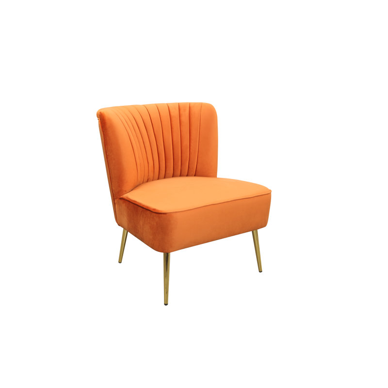 Chaise d'appoint capitonnée 28 po, Velours orange