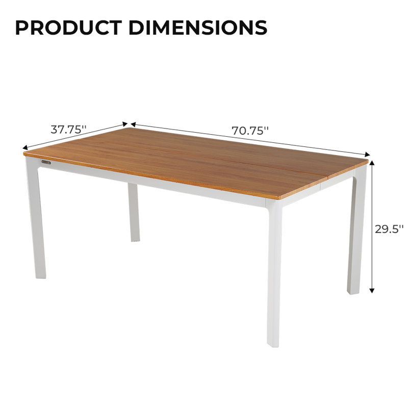 Table de salle à manger détachable en acier deux pièces