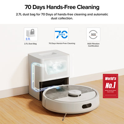 Roborock Q7 M5+ Robot Vacuum Cleaner and Mop, Dual Anti-Tangle System, For Pet Hair & Carpet, 10,000Pa Suction, Self-Empyting