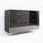 Black High Gloss 6 Drawer Dresser with Gold Pulls and Wood Legs, Contemporary Bedroom Cabinet