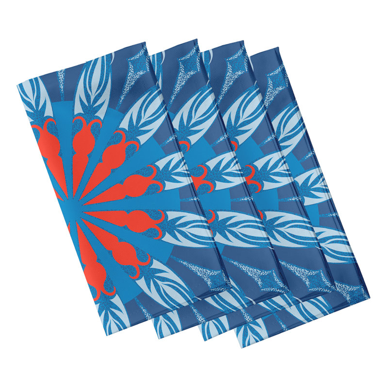 Ensemble de 4 serviettes de table à imprimé « Delight Sailor », Bleu marine