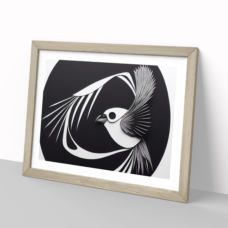 Soulful Abstract Bird - Framed Print, 46cm H x 64cm W x 2cm D, Oak