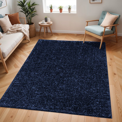 Amneris Lissianna Solid Colour Navy Blue Area Rug