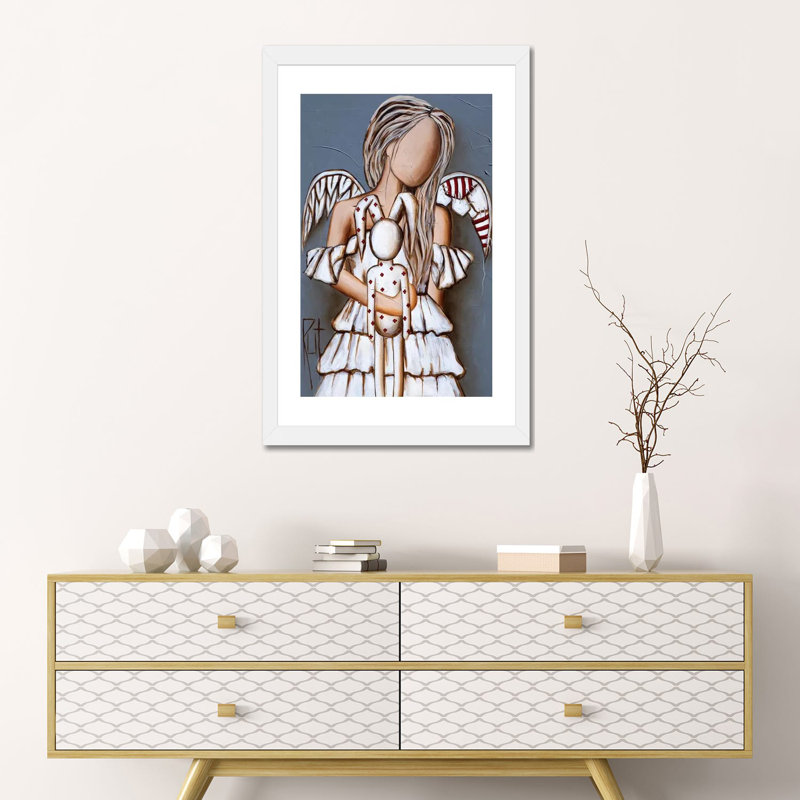« Cosy » par rut art Creations-impression d’art graphique, H 24 po x l 16 po x P 1 po, Papier encadré blanc, Blanc