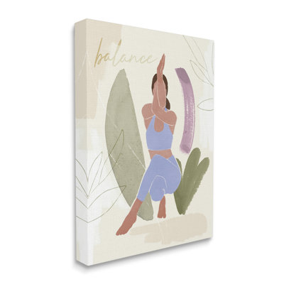 «Balance Typographie Fitness Yoga Pose Botanical Motif» par Victoria Barnes