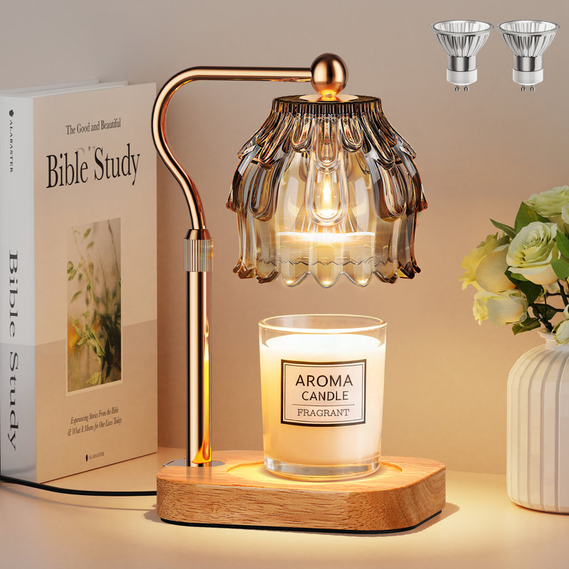 Modern Candle Warmer Lamp With Timer Dimmer, Adjustable Height Glass Lamp For Gifts, Home Decor