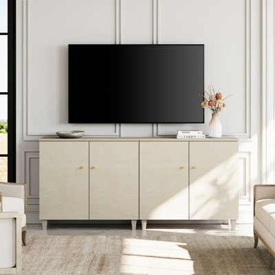 2-In-1 TV Stands With Doors, Entertainment Center With 6 Storage Compartments