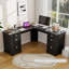 Bureau de direction en L 60 po avec tiroirs, bureau en coin 