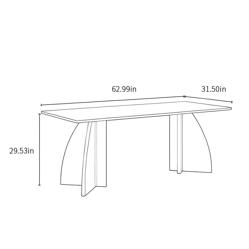 Modern simple style rectangular dining table, 29.53" H x 62.99" L x 31.50" W