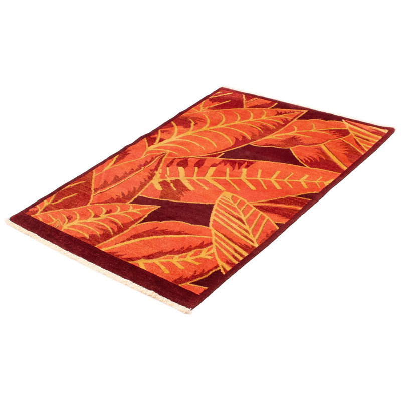 Tapis unique marron en laine noué à la main 4 pi 3 po x 6 pi 3 po New Age