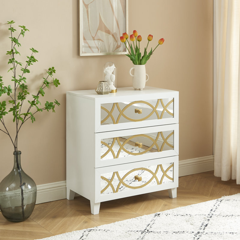 Table de chevet 3 tiroirs Emilyjo, Blanc