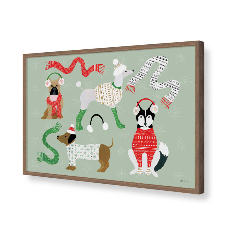 «Puppy It's Cold Out I» par Yvette St. Amant, reproduction d'art, H 12 po x l 18 po, Brun