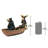 Moose and Black Bear in a Boat Statue