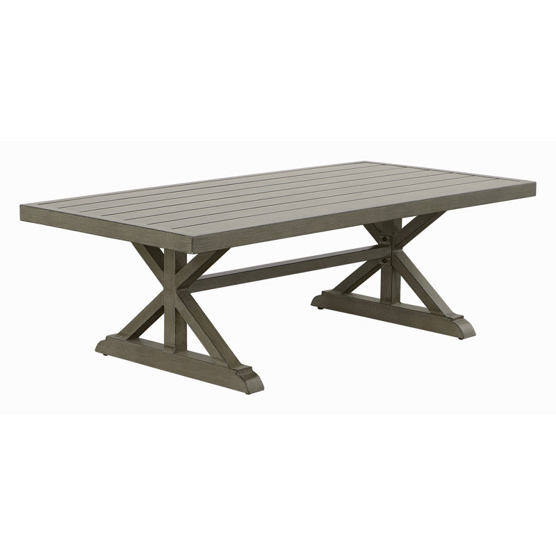Table basse en aluminium brun - Influences de la mission, tablette inférieure - Résistant à la rouille, aux intempéries - Fonctionnel et élégant