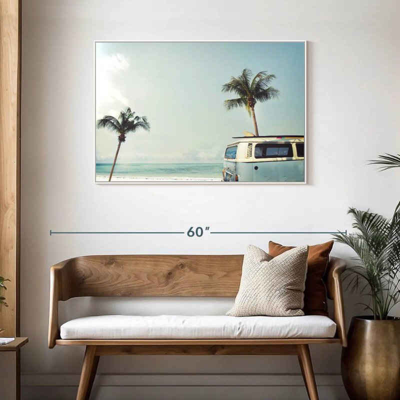 Retro Surf Van, Cadre flottant blanc, 43 po x 29 po
