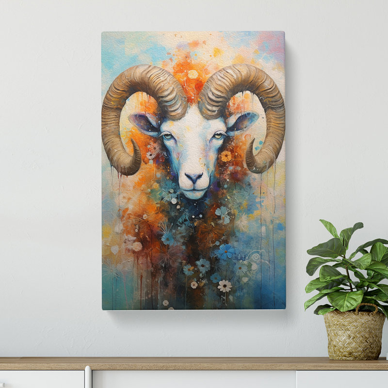 Aries Zodiac Impressionism No.2 - Wrapped Canvas, 60cm H x 40cm W x 3cm D