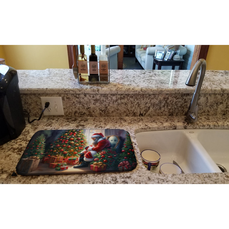 Tapis de vaisselle miniature Pinscher and Santa Claus