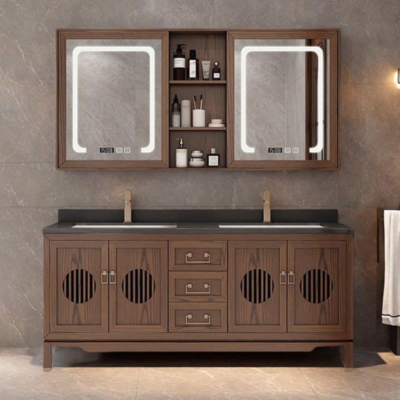 Chinese retro high-end bathroom cabinet, 66.9" W