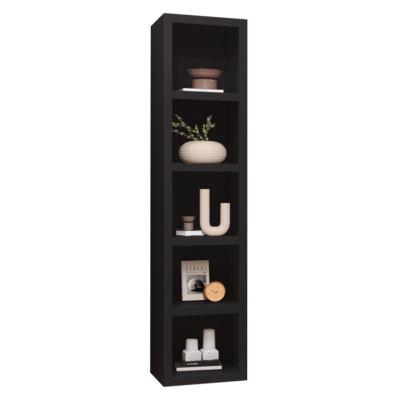 91-in Tall Wooden Bookcase Shelf, Black, (5 Shelves) 91"H x 18"W x 20"D